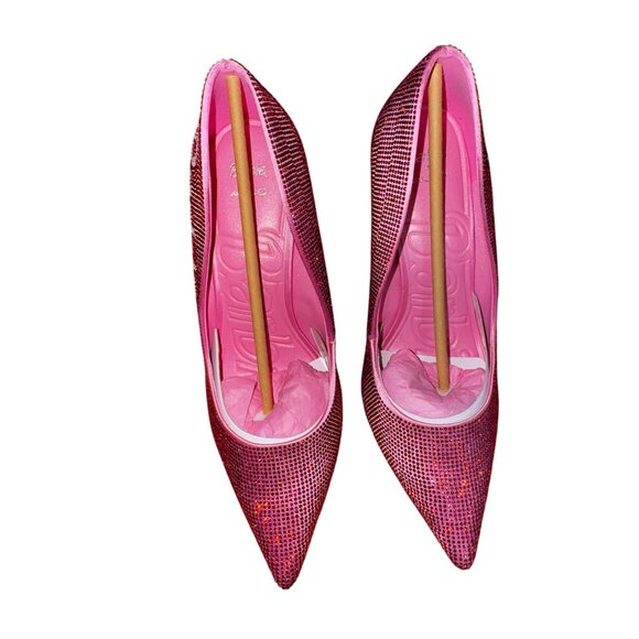 Barbie X Aldo Pink Crystal High Heel Pumps Size 9 Sexy Bling Doll Sparkle Shoes - Picture 10 of 14